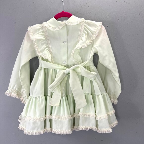 Vintage Mini World Circle Dress 3T Pale Green Ruffles Lace Party Easter USA - Picture 4 of 7